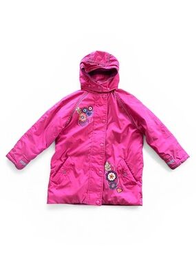 Hanna Andersson Pink Hooded Floral-Embroidered Jacket